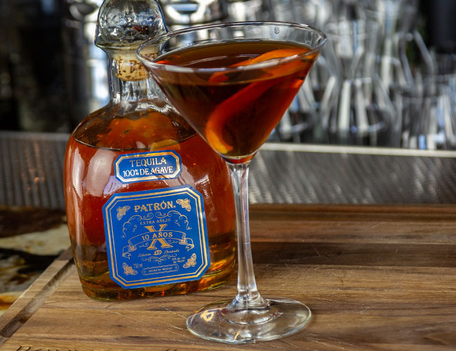 Tequila Manhattan made with Patron 10 Year Tequila