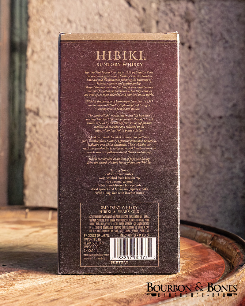 Suntory Hibiki 21 Year Old Japanese Whisky - Bourbon & Bones